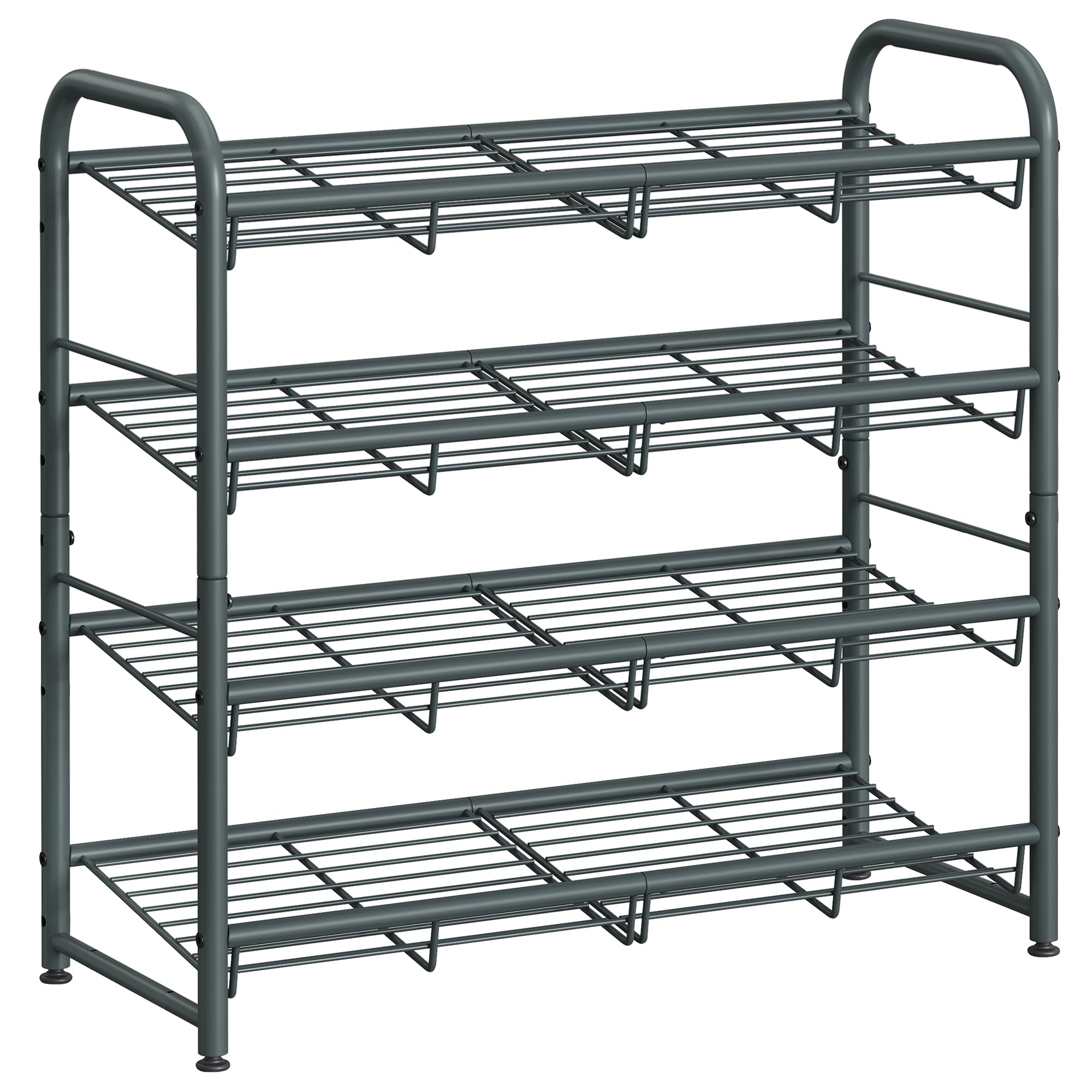 SONGMICS Shoe Rack, 4 Tier Shoe Organizer for Closet, Holds up to 16 Pairs of Shoes, Shoe Rack for Front Door Entrance, Metal Shoe Shelf with Adjustable Tilt Angle, for Entryway, Garage, Grey Image