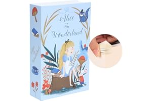 ULIXU Alice Real Pages Diversion Book Safe Combination Lock,Large Metal Lock Box,Hollowed Out Book with Hidden Secret Compartment for Jewelry