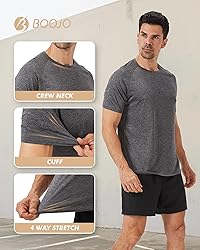 BOOJO 3 Pack Workout Mens Shirts - Quick Dry Causal