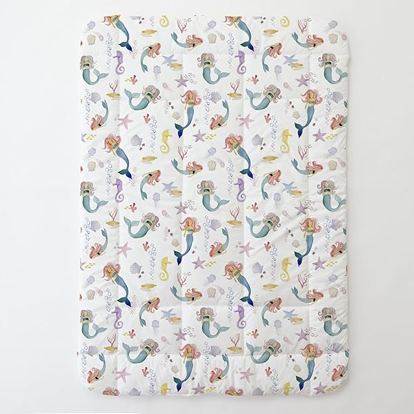 Carousel Designs Watercolor Mermaids Toddler Bed Comforter