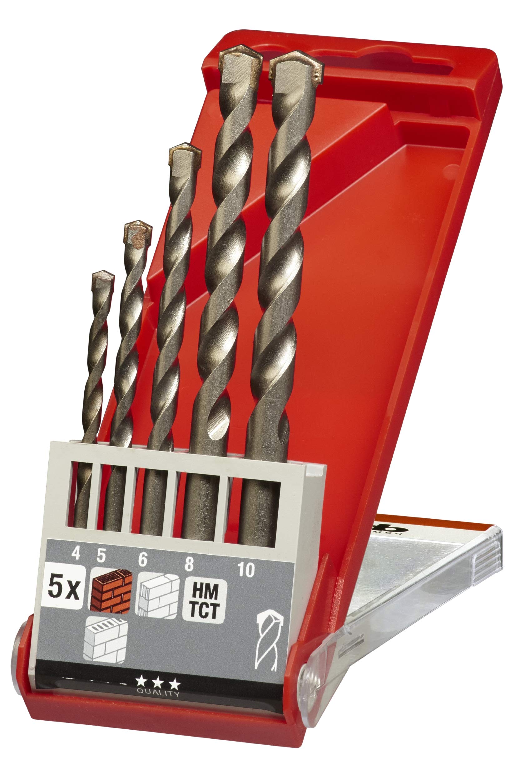 kwb Stone Drill and Concrete Drill Set - Tool Box, 5-Piece,Drill Bits for Stone and Concrete, Suitable for Rotary and Hammer Drills