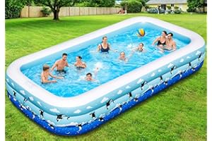 BAILINGHAI Inflatable Pool for Adults, 145" X 74" X 22" Large Inflatable Swimming Pool for Adult, Blow up Pools，Durable Thickened Inflatable Family Pools for Outdoor, Garden, Backyard
