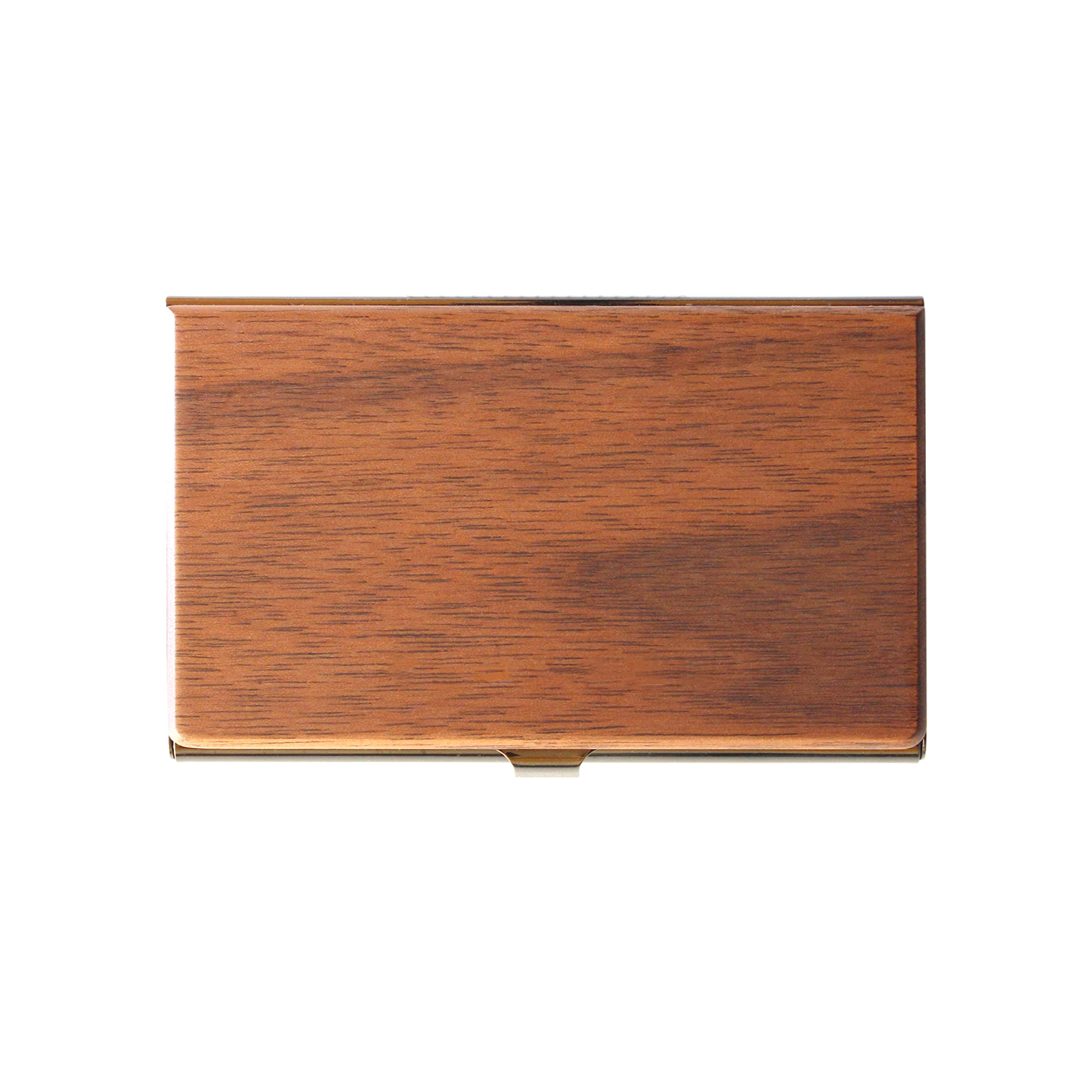 +LUMBER by Hacoa PL025 Card CASE, Stainless Case for Business Cards with an Accent of Precious Wood (Walnut)