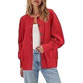 ReachMe Womens Fall Oversized Sweatshirt Cardigan Button up Lightweight Cardigan Long Sleeve Open Front Jacket with Pockets