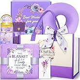 Birthday Gifts for Women -Purple Happy Birthday Gift Basket for Mom, Wife, Girlfriend, Sister, Her, Pillow/Blanket/Tote Bag/Self Care Package Get Well Soon Baskets for Women Birthday Gifts