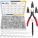 850Pcs C clip External Retaining Rings Snap Rings Assortment(M3-M14) and E clip Assortment Set(M1.2-M10),5Pcs Snap Ring Plier,Tweezer,24 Sizes 304 Stainless Steel Circlip Retaining Clip