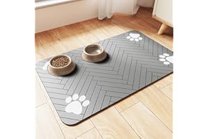 DK177 Pet Feeding Mat-Absorbent Pet Placemat for Food and Water Bowl, with Waterproof Rubber Backing, Quick Dry Water Dispenser Mat for Dog and Cat,12"x20"