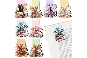 Berirexrion Fantasy Dragon Magnetic Bookmarks - 8 PCs Funny Book Flower Marks for Reading Lovers Men Magnets Cool Unique Aesthetic Page Clip Gifts for Women Kids Novel Fans Boys Student Teacher School