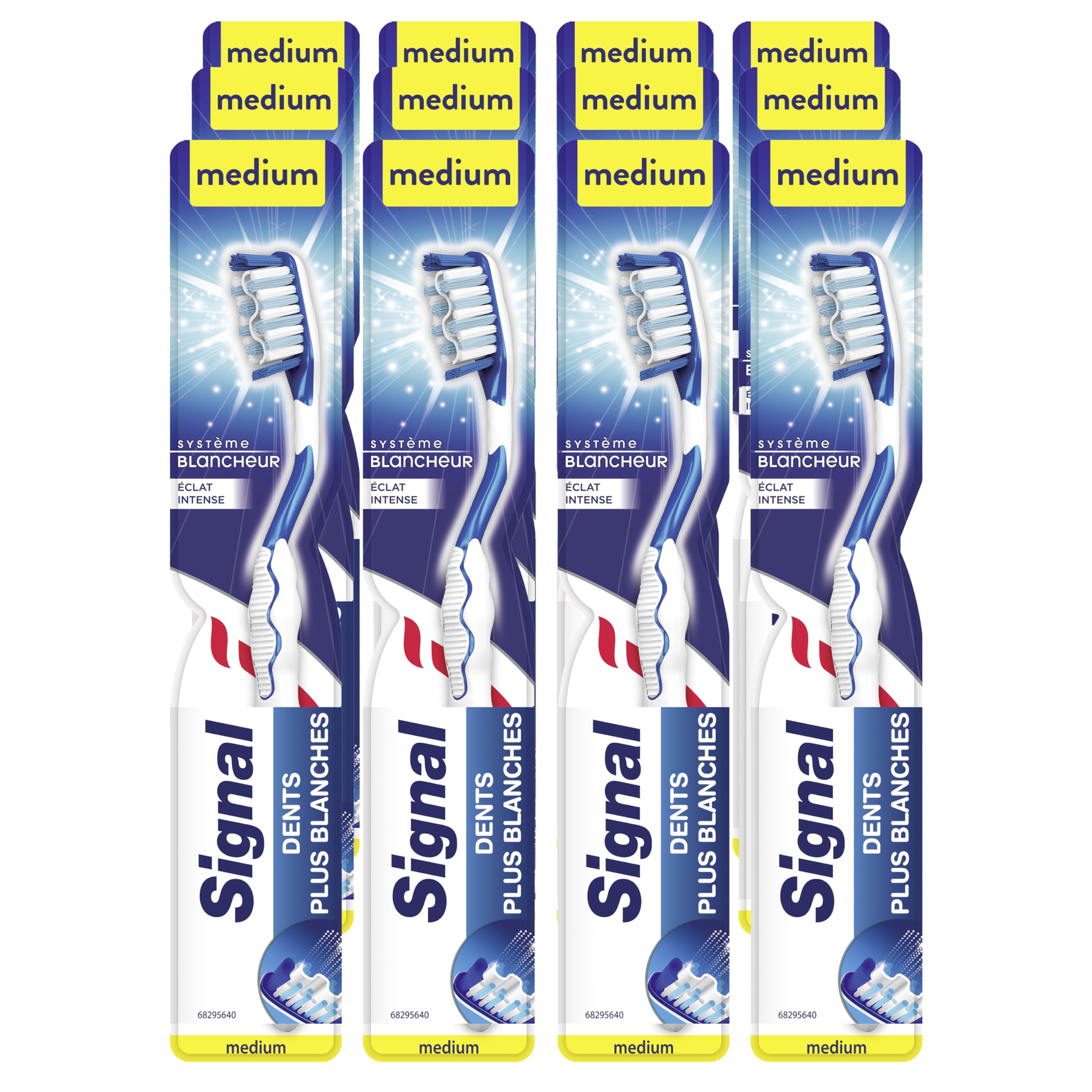 Signal Toothbrush X12 Medium White System with Intense Shine Enamel Teeth Plus White (Pack of 12)