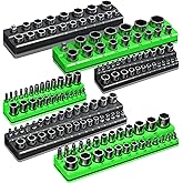 Magnetic Socket Organizer Holder Set For Tool Box Drawer, Toolbox Organization Including 1/4", 3/8" and 1/2" Drive Metric SAE