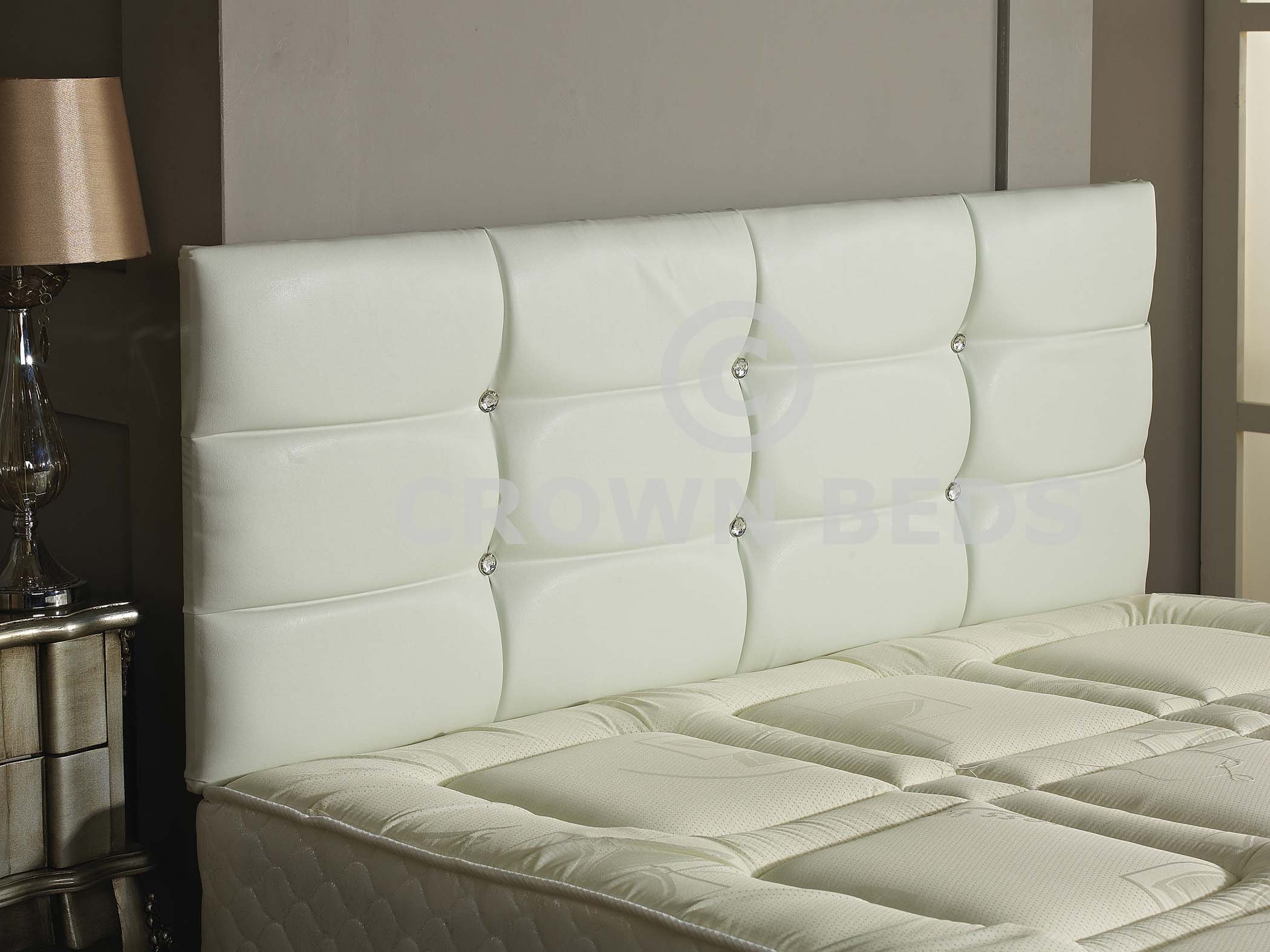 DELUXE FAUX LEATHER HEADBOARD IN 2ft6,3ft,4ft,4ft6,5ft,6ft (White 4ft6 (Double)