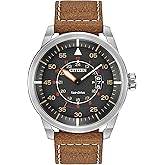 Citizen Men’s Eco-Drive 3-Hand Date Avion Watch with Leather Strap (Style: AW1361:10H)