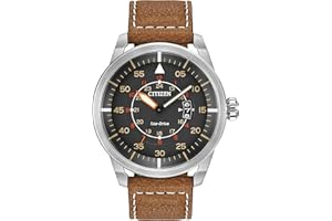 Citizen’s Men’s Eco-Drive 3-Hand Date Avion Watch with Leather Strap (Style: AW1361:10H)