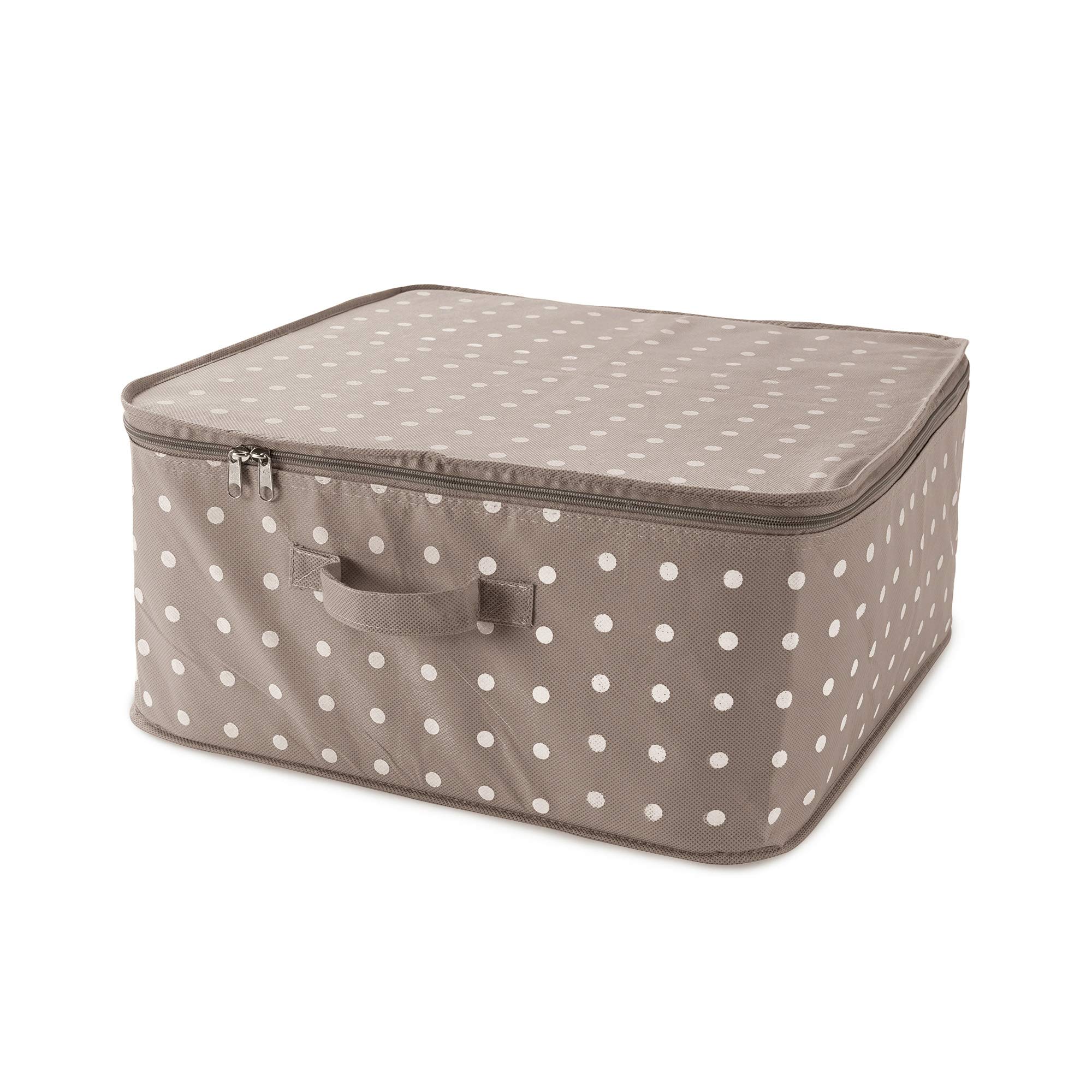 Compactor Clothes Storage Bag with Zip, Foldable Cupboard and Wardrobe Storage Organiser, Large Dustproof and Waterproof Underbed Storage and Clothes Storage Organiser, Rivoli Range, Brown/White