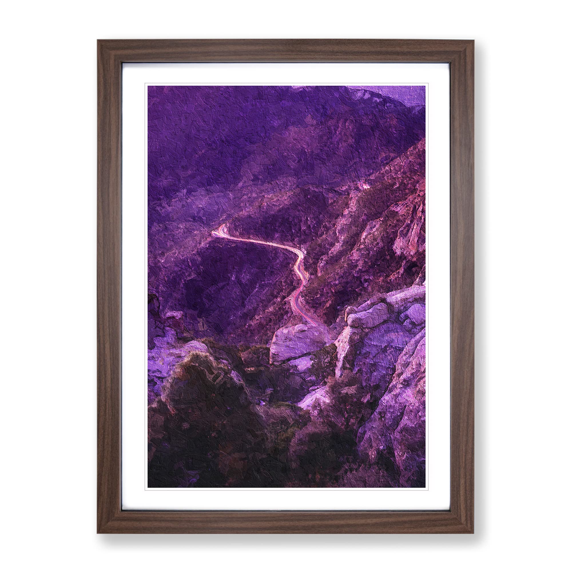 Road To Mount Lemmon In Arizona Modern Framed Wall Art Print, Ready to Hang Picture for Living Room Bedroom Home Office Décor, Walnut A4 (34 x 25 cm)