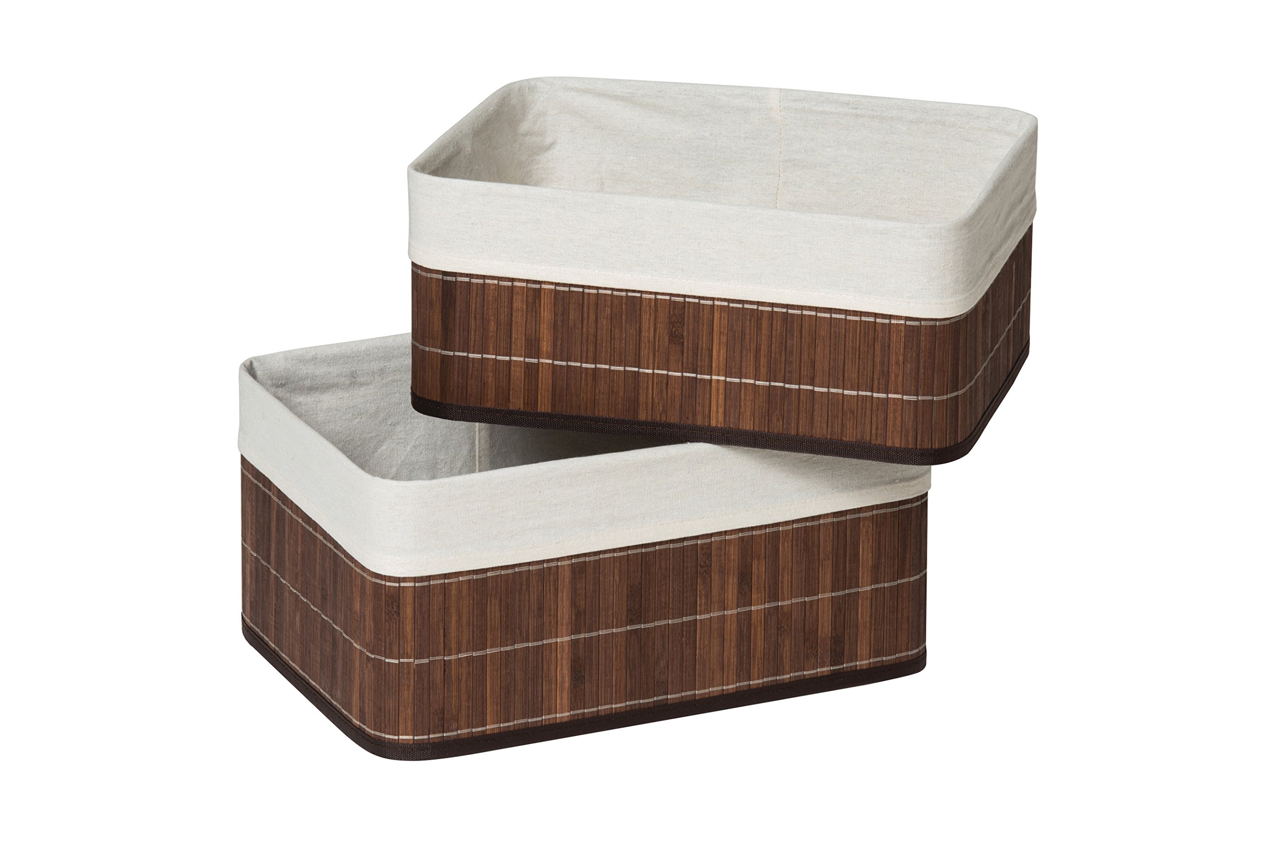 Premier Housewares Kankyo Bamboo Storage Boxes, Dark Brown, Set of 2