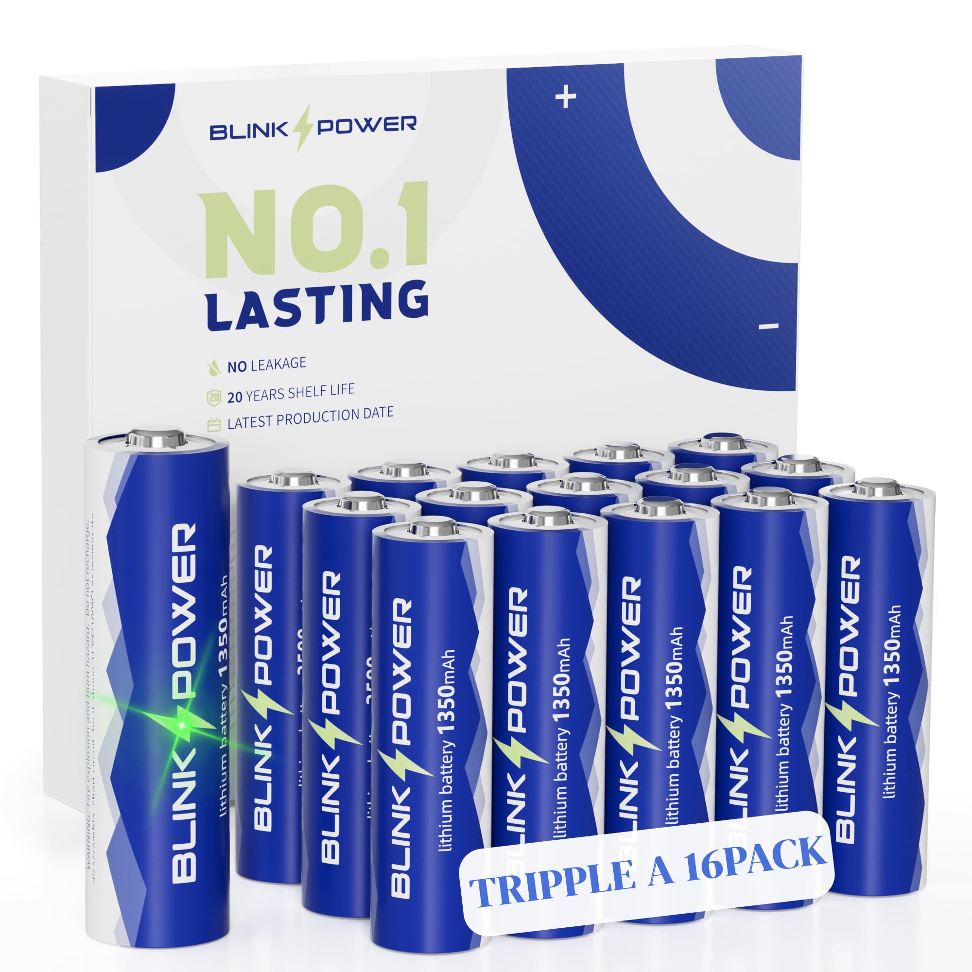 Blinkspower™ Triple A Lithium Batteries, 16 Pack NO.1 Lasting 1350mAh 1.5V AAA Lithium Batteries, for High-Tech Devices【Non-Rechargeable】