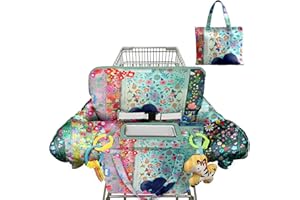Polovillae Shopping Cart Cover for Baby 2-in-1 High Chair Cover with Safety Harness Multifunctional Flowers Pattern Cart Covers for Babies Soft Padded Grocery Cart Cover for Baby Boy Girl