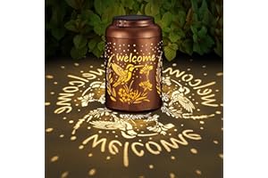 PAWATEE Solar Lantern Outdoor Hanging Waterproof Outside Metal Openwork Pattern Birthday Mothers Day Gifts for Mom Women Landscape Lights for Porch Garden Yard Patio Pathway Decor（Hummingbird）