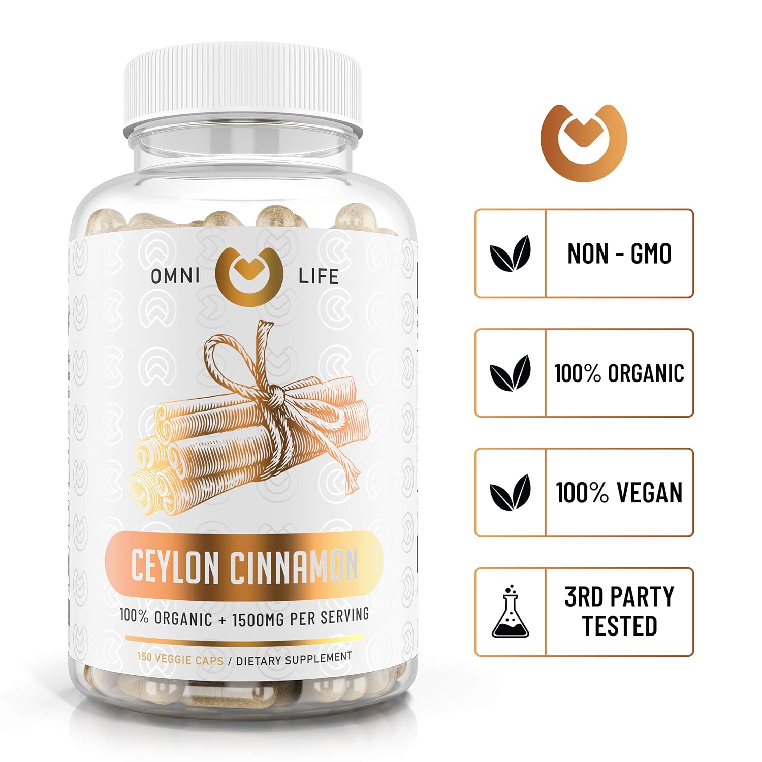 Ceylon Cinnamon Capsules Organic Max Strength 1500mg Cinnamon