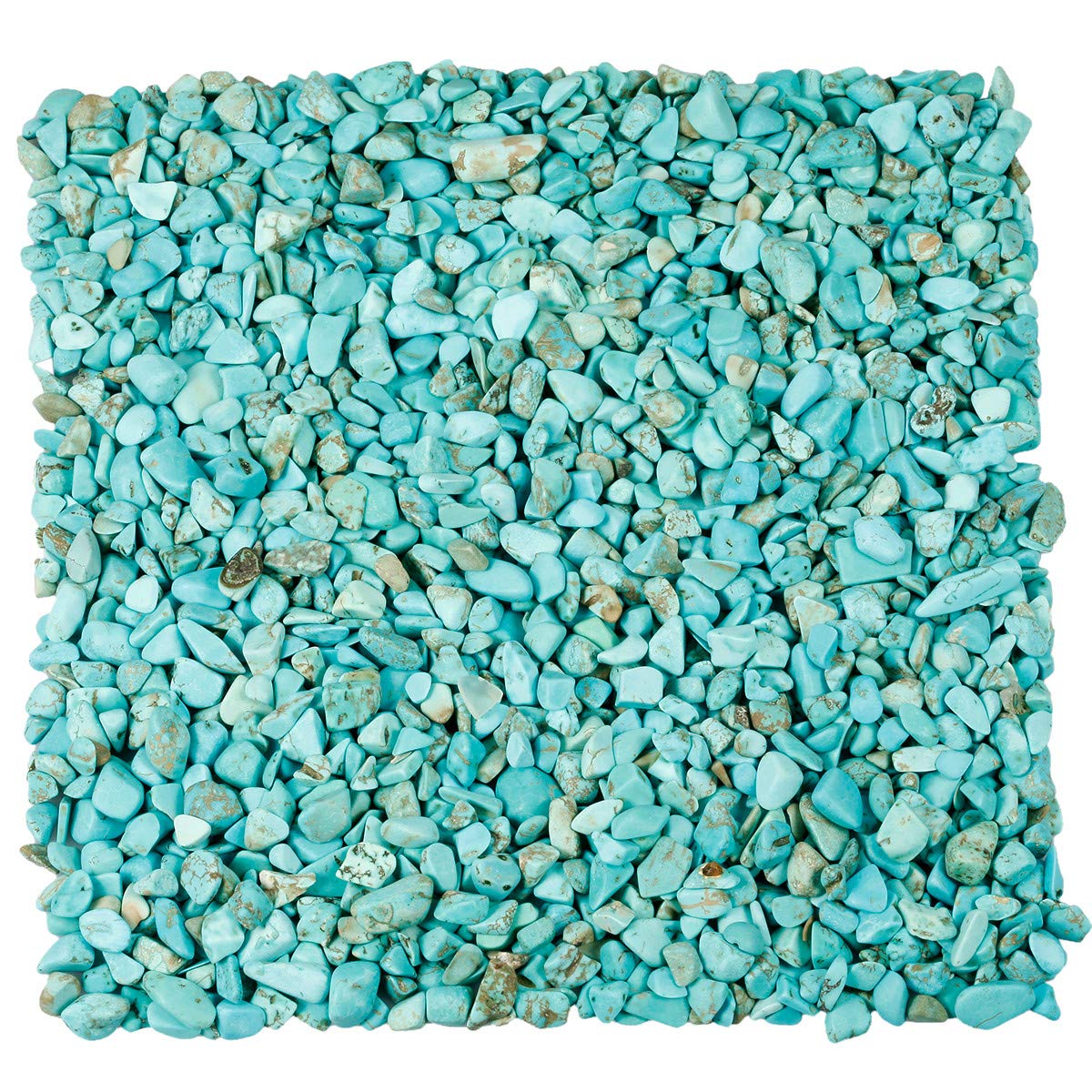 KYEYGWO Howlite Turquoise Tumbled Chips Crushed Natural Stone for Decoration, Crystal Quartz Gravel Garden Decorative Stones 1 Pound(460 Gram)
