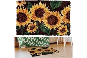 Gift2u Sunflower Latch Hook Rug Kit for Adults, DIY Handmade Tapestry Kit Crochet Yarn Kit, 20x16 Inch