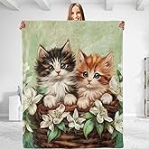 dhakalrlde Lovely Cat Throw Blanket - Soft Plush Flannel Blanket, Lightweight, Comfy, Warm, Fuzzy, Anti-Pilling for Sofa, Bedroom, Bed, Outdoor Blanket for Men Boy 50in×60in