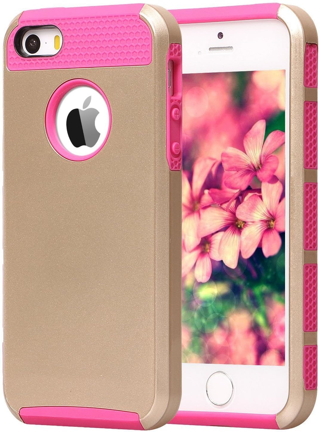 iPhone 5 Case Gold, iPhone 5S Cover Case, Easylife iPhone SE Case 2 Piece Hard PC TPU Rugged Bumper Heavy Duty Hybrid Defender Armor Shockproof Anti-Scratch Protective for Apple iPhone SE 5S 5(Rose)