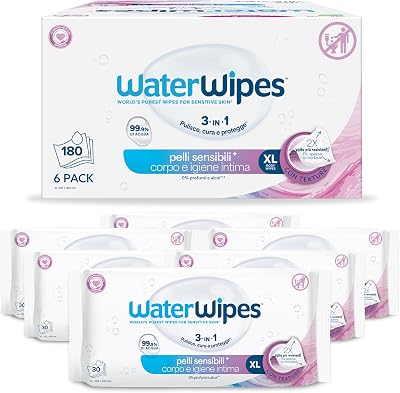 Sensitive+ Body & Intimate XL Wipes, 99,9% Acqua, senza profumo