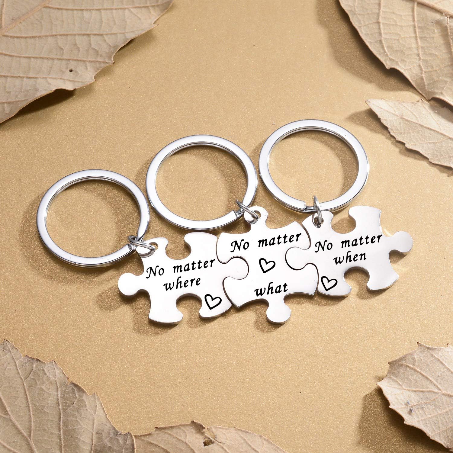 Waeceip 3PCs Best Friend Keychain Long Distance Friendship Gift No Matter Where What When Puzzle Keychain Keyring For Sister Graduation Gifts (No Matter Where What When) - Image 5