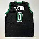 Facsimile Autographed Jayson Tatum Boston Black Reprint Laser Auto Basketball Jersey Size Men's XL