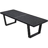 LeisureMod Mid-Century George Nelson Style Platform Bench - 4 Feet (Black Wood)