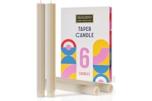 96NORTH 10.6 inch Taper Candles Set of 6, 7/8 inch Base Diameter, Unscented Taper Candles, Up to 18 Hours Burning Time Candlesticks, Dripless Taper Candles, Perfect as Dinner Candles — Yellow Ivory