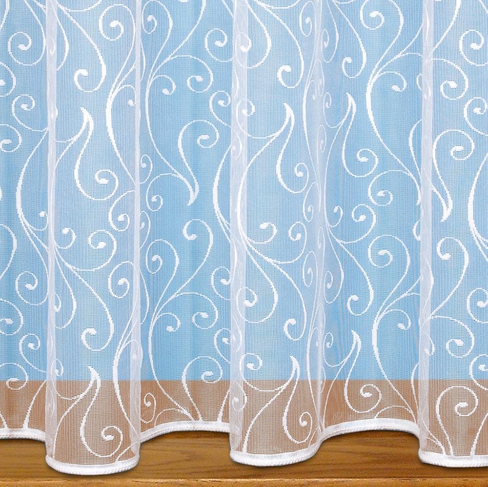 John Aird Scroll Net Curtain Sold By The Metre White Drop 122cm