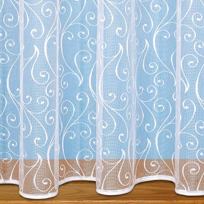 John Aird Scroll Net Curtain Sold By The Metre White Drop 122cm