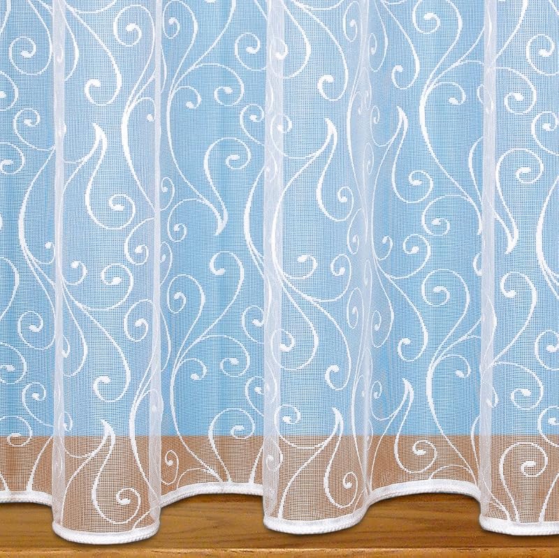 John Aird Scroll Net Curtain Sold By The Metre White Drop 122cm
