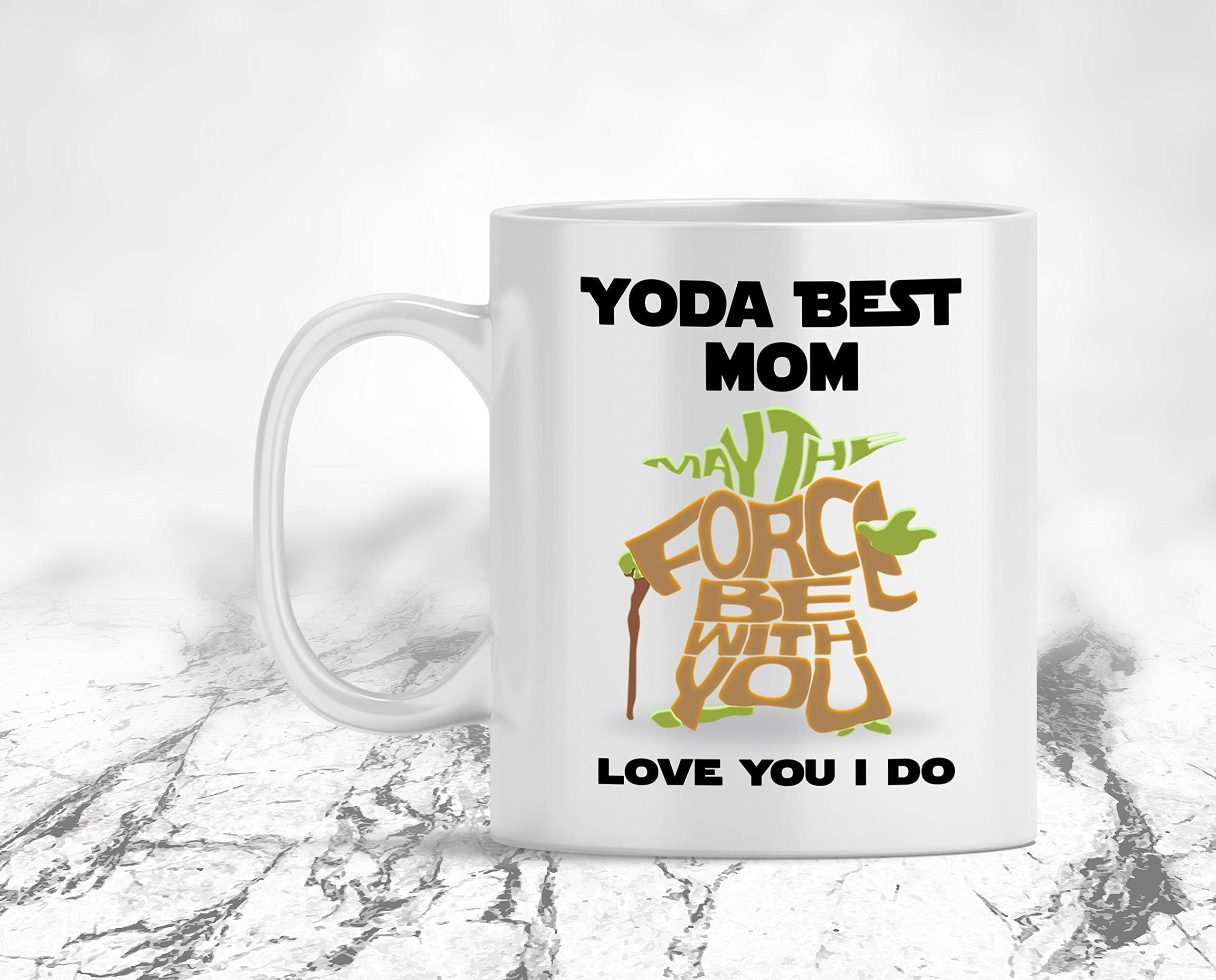 Yoda Best Mom Coffee Mug for Mom from Son, from Daughter, from Husband, Novelty Gift Mugs for Star Wars Fans – Mom Birthday, Mothers Day, Anniversary Present Fun Coffee Cup for Mom 11 oz.