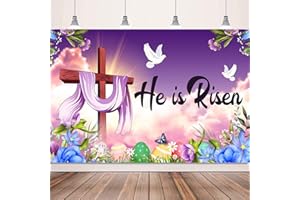 XHCYGWY Easter Backdrop He is Risen Easter Banner Photography Backdrop Happy Easter Banner Easter Day Decorations Easter Church Banner