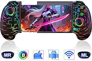 HEYLACOOLX Game Controller for iPhone Android,Programmable Gaming Controller for iPhone w Hall Joystick,800mAh Phone Controller for iPhone iOS Support Xbox Cloud,Steam Link,Call of Duty (Black Crackle)