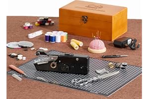 ZASIDLER Handheld Sewing Machine, Hand Held Sewing Device, Hand Sewing Machine, Mini Portable Adult Beginner Sewing Kit, Wooden Sewing Box with 153 Pcs Sewing Supplies