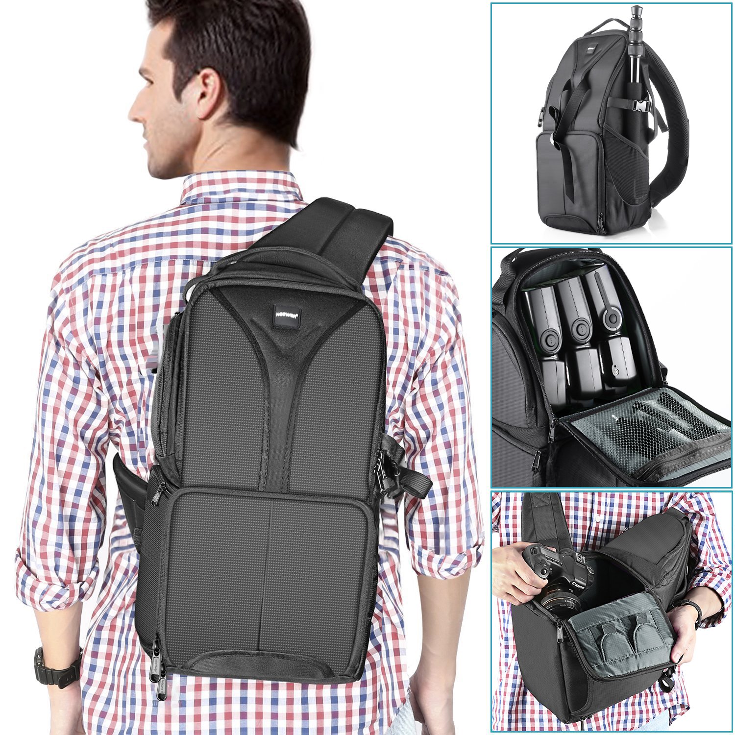Neewer Camera Sling Backpack Case 9.8x7.9x16.9 Inches/24