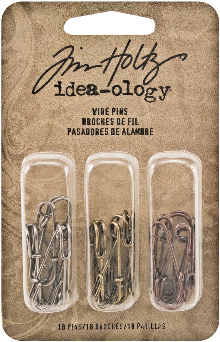 Tim Holtz Idea-ology Metal Wire Pins, 18 per Pack, 1-1/8 Inches, Antique Finishes, TH93011