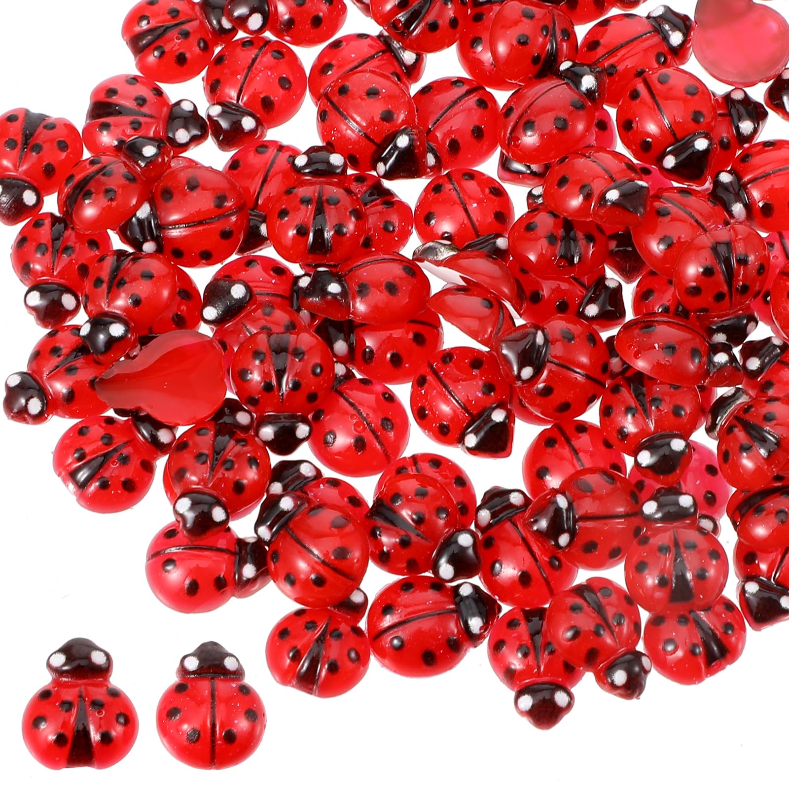 Elegaperma 300pcs Miniature Mini Ladybirds, DIY Ladybug Pins, High-Quality Mini Resin Ladybirds for Dollhouses, Miniature Landscapes, Terrariums, Miniatures Gardens, Nail Art, and Handicrafts
