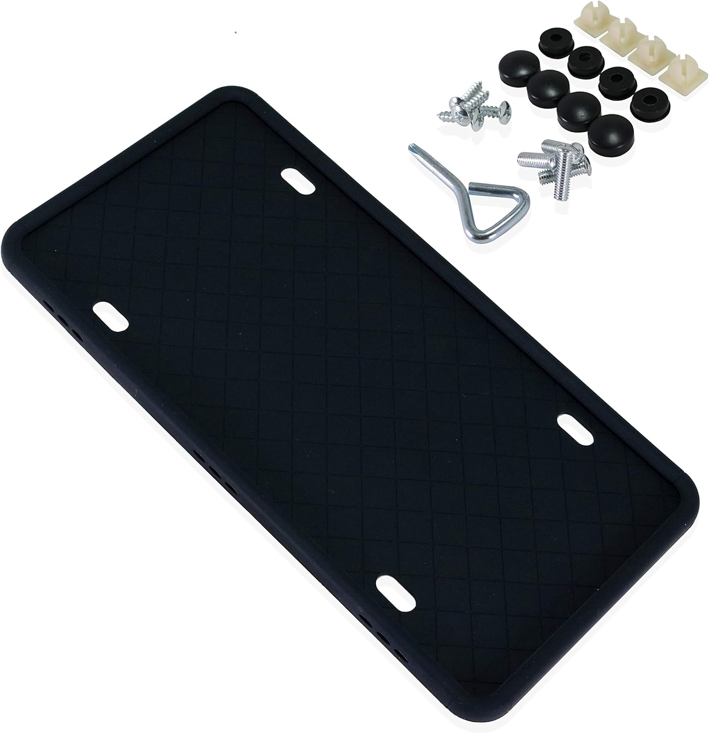 Silicone License Plate Holder, Rubber Black Frame for Front or Rear of Your Jeep, Trailer, Car, Truck, SUV with Mounting Screws and Kit, 1-Pack by Arveco