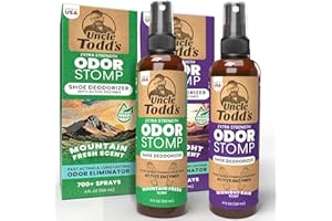 Uncle Todd's Odor Stomp Shoe Deodorizer 2-Pack - Proven & Powerful Enzyme Shoe Spray for Odor Elimination in All Footwear