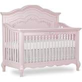 Evolur Aurora 5-in-1 Convertible Full Size Baby Crib, Blush Pink | Wooden Nursery, 3-Position Mattress Support, Converts to Toddler, Day and Full Size Bed, Queen Anne Feet, BSA Verified