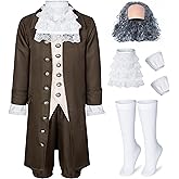 Benjamin Franklin Costume for Kids Boys Founding Father American 18th Colonial Uniform Kit Cosplay 3-13 Years