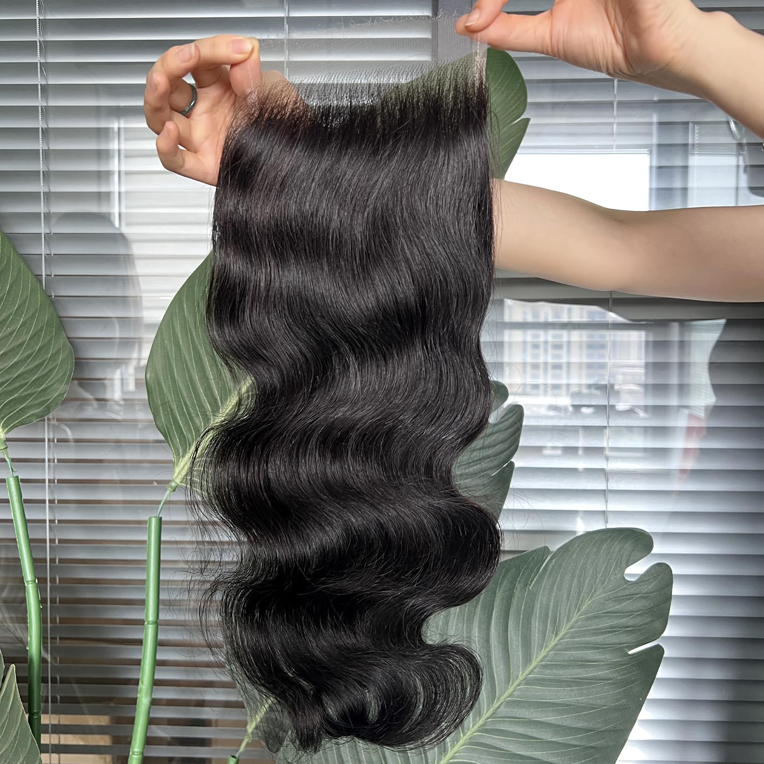 SOMIARIK 5x5 HD Lace Closure Body Wave Natural Black Human Hair Pre Plucked Unprocessed Invisible Film Lace Closure Natural Hairline 14 Inch — image 1