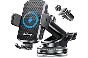CHGeek Wireless Car Charger with Phone Holder Mount, 15W Fast Charging Auto Clamping Phone Holders for You Car Windshield Dashboard Air Vent Accessories for iPhone, Samsung Galaxy, Google, etc