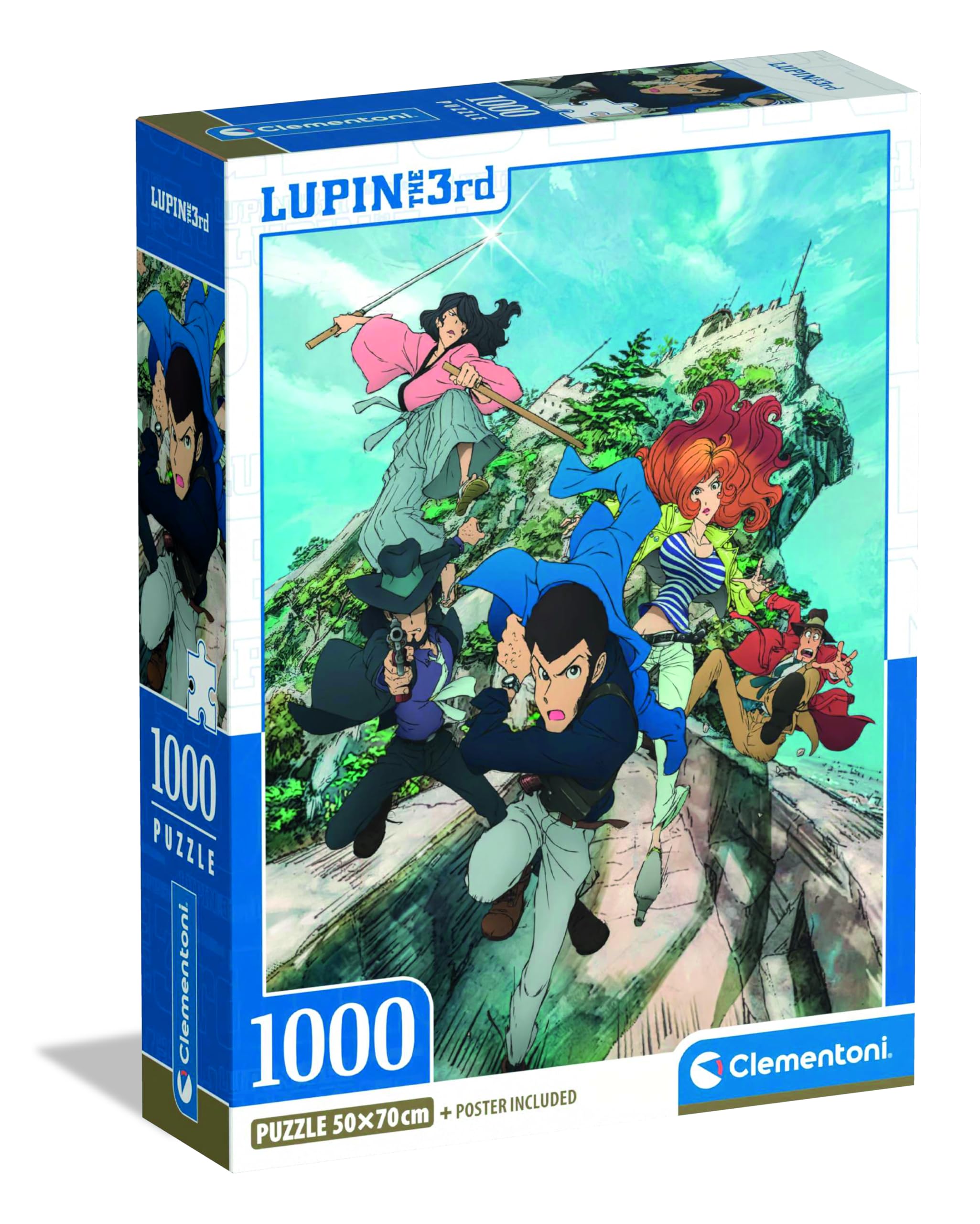 Clementoni 37068 Anime Puzzle 1000 Pieces for Adults and Teenagers, Lupin 3 Illustration with Poster Included, Special Series, Men's Gift Idea, Made in Italy, 50 x 70 cm, 37068